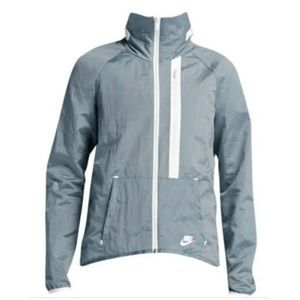 NEW Women's XL NIKE TECH Aeroshield Moto Cape Jacket Coat Dove Grey 699882 088